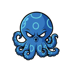Fototapeta premium Angry cartoon octopus with spots.