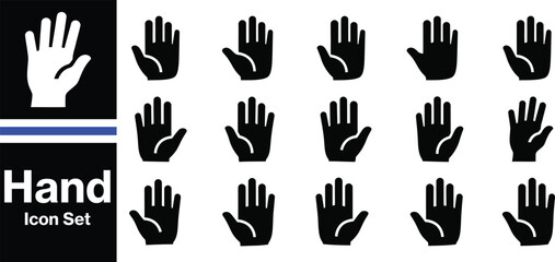 Fototapeta premium Collection of hand silhouettes and a single white hand image