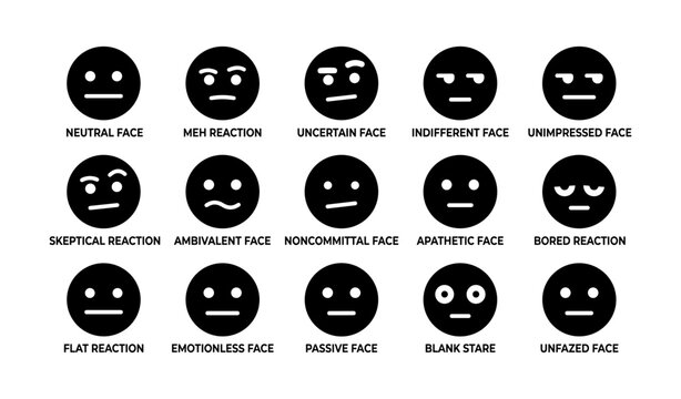Neutral emoji faces showing indifferent and apathetic expressions