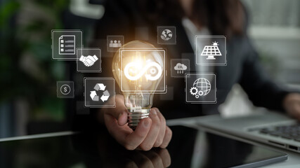 Fototapeta premium Circular economy supports sustainable development. Circular economy reduces waste, circular economy promotes reuse, circular economy boosts efficiency, and drives innovation. Latch