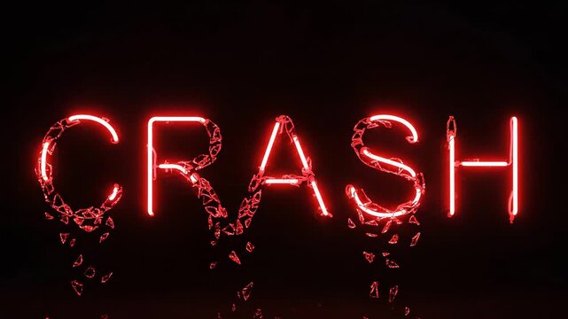 Exploding Neon Sign CRASH Effect with Shattering Glass and Bright Light Burst Animation