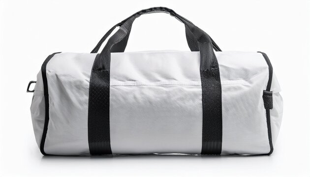 white gym duffle bag isolated on a white background mockup