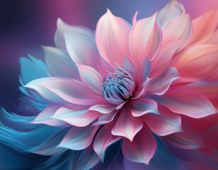 Fototapeta premium blurry depiction of a flower in various pink and blue hues