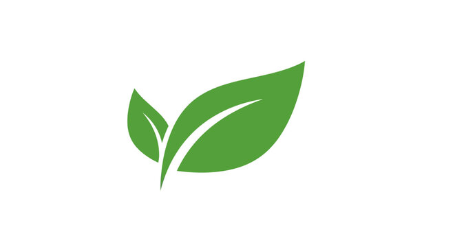 A minimalist green leaf logo on a clean white background with a simple, modern design.