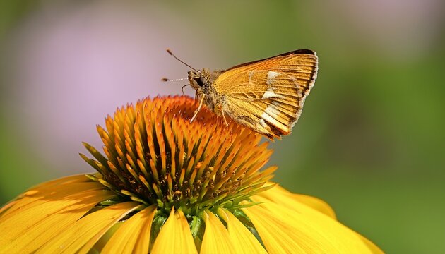 least skipper on yellow coneflower echinacea