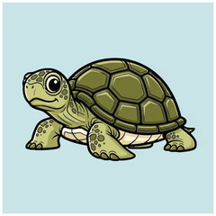 Fototapeta premium Cartoon turtle with green shell 1.