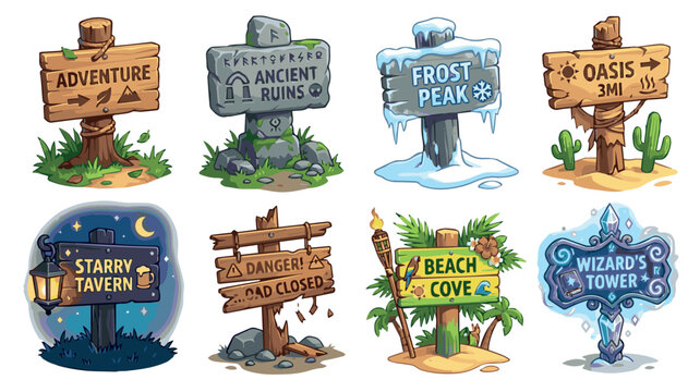 Stylized Signposts Bundle Vector Pack