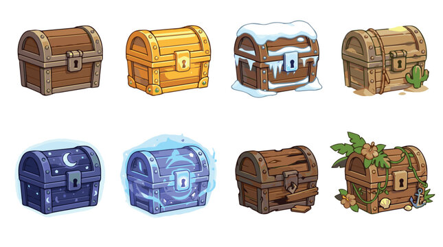 Stylized Treasure Chest Bundle Vector Pack