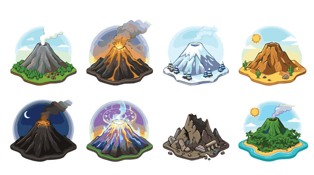 Stylized Volcano Bundle Vector Pack