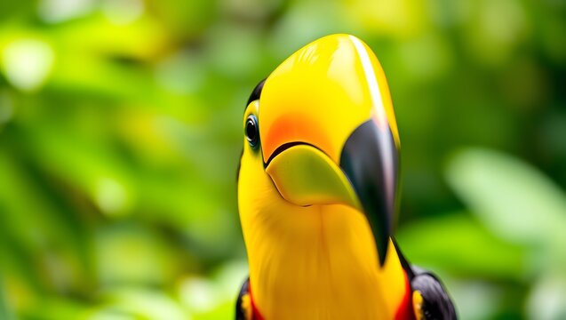 Colorful toucan tropical bird with big beak isolated on white background

