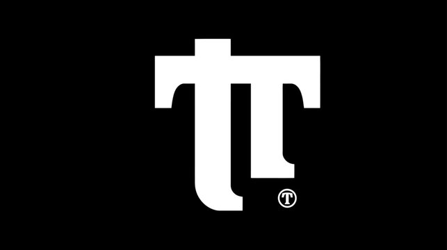 Creative typographic design featuring two stylized white 'T' letters on a solid black background, abstract graphic art
