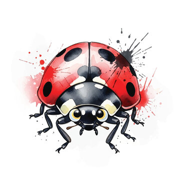 Colorful ladybug with black spots.