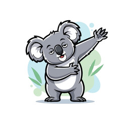 Fototapeta premium Cute cartoon koala doing a dab dance move.