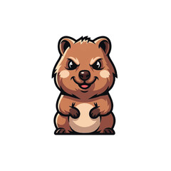 Naklejka premium Cute Cartoon Quokka Smiling Adorably.