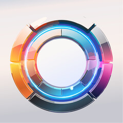 Fototapeta premium Abstract circular futuristic technology design with glowing neon blue light and colorful glass segments