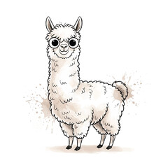 Fototapeta premium Cute Llama Standing Alone Smiling.