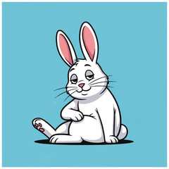 Obraz premium Cute white rabbit sitting down.