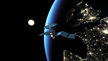 人工衛星と地球　3DCGレンダリング © tsuneomp