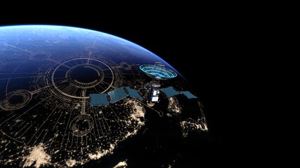 人工衛星と地球　3DCGレンダリング © tsuneomp