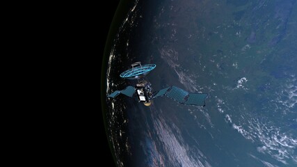 人工衛星と地球　3DCGレンダリング © tsuneomp