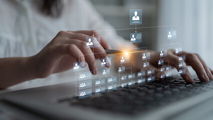 Naklejka premium Corporate org chart and team structure show hierarchy, team, and structure for clear organization, management, and operational planning Latch