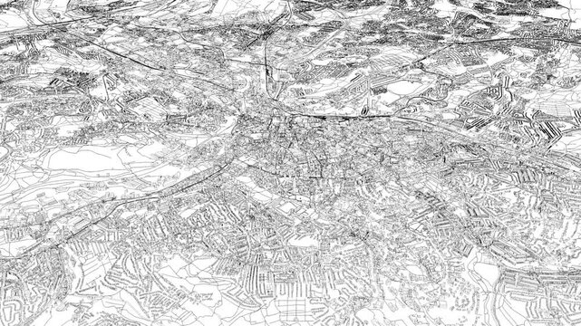 3D looped animation of city - Sheffield England