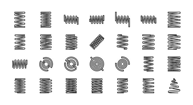 collection of different spring coil icons springs and circular springs