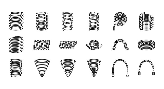 collection of various types of springs coiled springs and ropes icons