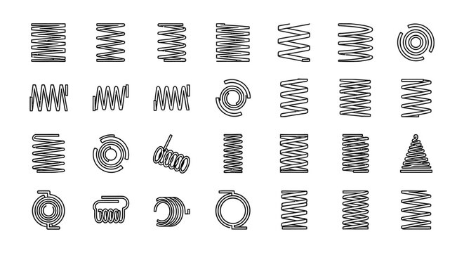 collection of various types of springs representing mechanical engineering and industrial design elements
