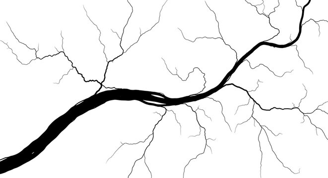 "Cartographic River System &ndash; Minimal Black and White Map Illustration"