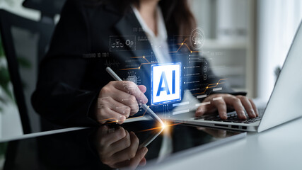 Obraz premium AI core technology presented with digital circuit connections, symbolizing AI systems, processing power, and integration into modern digital platforms Latch
