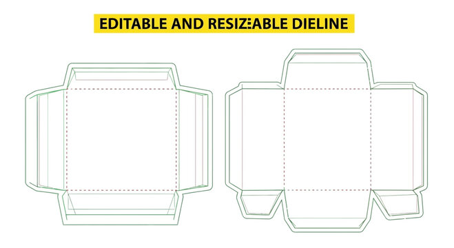 Editable Packaging Dieline Templates for Boxes, Vector Graphics