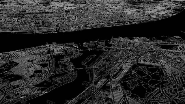3D looped animation of city - Liverpool England