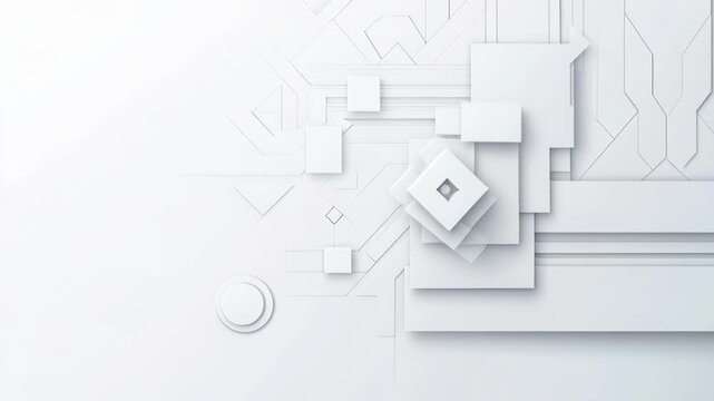 Abstract Geometric Composition: A minimalist and futuristic 3D rendered composition, featuring layered geometric shapes, highlighting design and technology. 