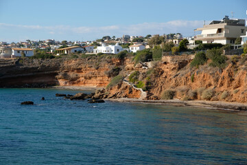 Obraz premium high rocky seashore, Greece