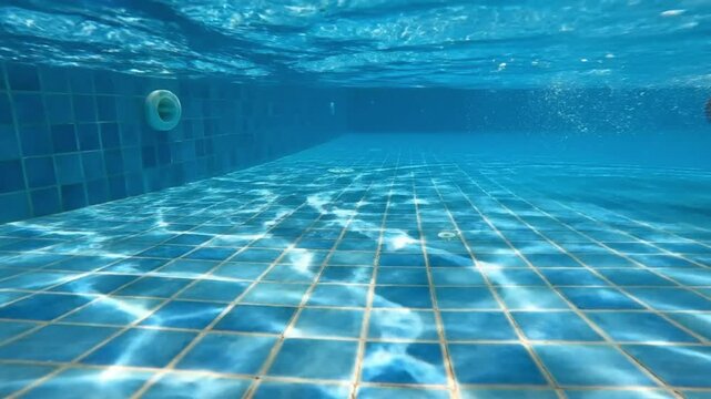 Underwater View of Sunlight Refracted on Swimming Pool Floor