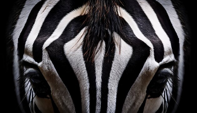 symmetrical zebra skin pattern crisp black and white stripes flat and evenly lit artistic contrast background