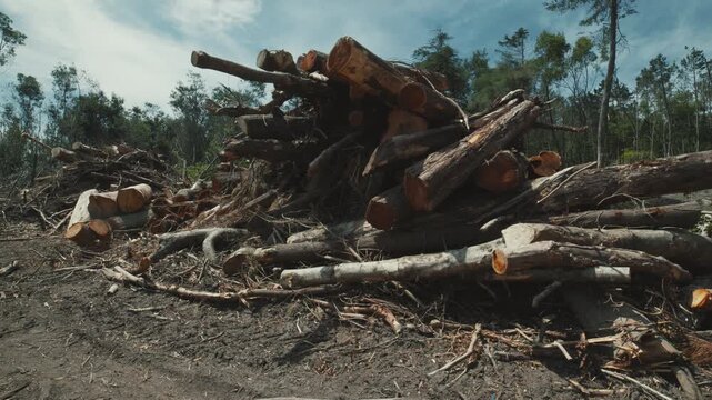 Forest devastation after industrial clear cutting
