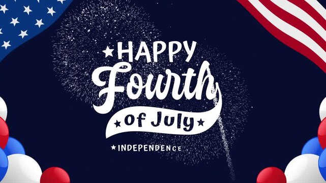4th of july patriotic footage featuring fireworks, american flags, and text celebrating independence day. Ideal for fourth of july promotions.
