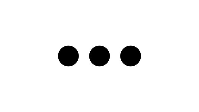 Clean black dots loading animation on white background. Modern minimalist progress bar indicator for web design, software interface, and technical buffering.