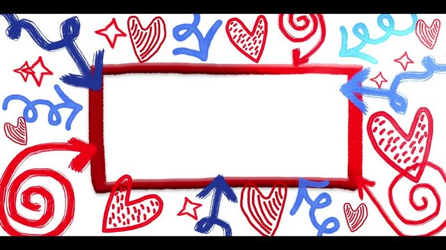 Party invitation doodle border. Childrens American holidays and events frames for Independence Day.red and blue doodle frame suitable for elections,voting campaigns,civic engagement,community events, 