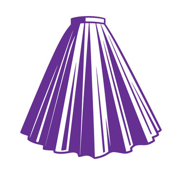 Purple skirt with white stripes and pleated design one sentence