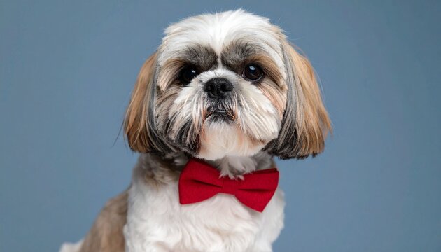 Shih tzu dog with red bowtie