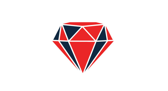 Geometric red and blue diamond icon isolated on white background
