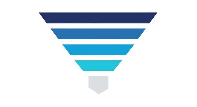 A 2026 new single icon representing a funnel or collection process with blue gradient layers on a white background.
