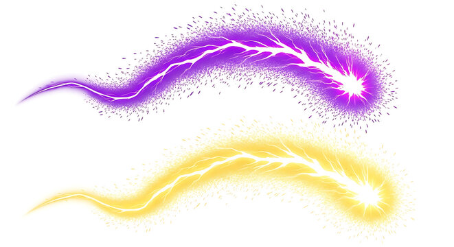 Purple and yellow electric energy sparks