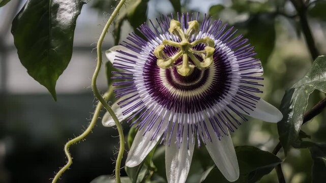 Purple Passion Flower Uncurling