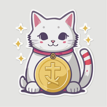 Maneki Neko Lucky Cat with Gold Coin