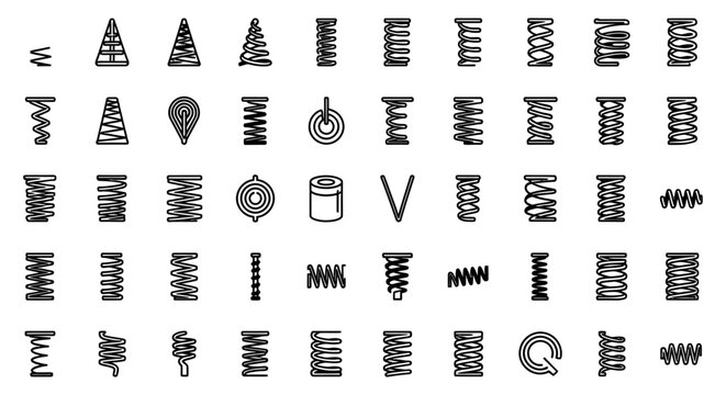 collection of various spring coil icons and illustrations diverse types
