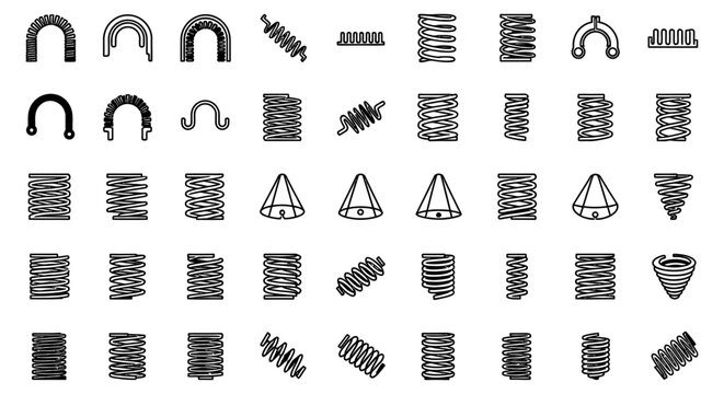 collection of various spring types wire coil shapes and suspension components